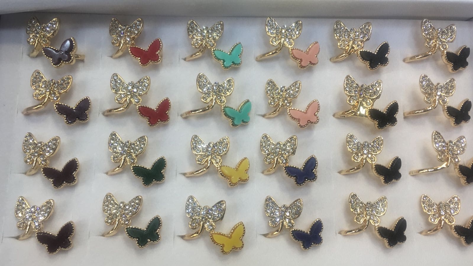 Adjustable Double Butterfly Open Women's Ring, Cubic Open Zirconia Rings For Women Adjustable Double Butterfly Open Women's Ring, Cubic Open Zirconia Rings For Women